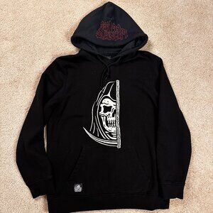 Lurking Class Grim Reaper Skull  Death Embroidered Pullover Hoodie Size Large
